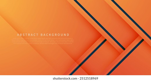 Abstrakter orangefarbener Papierschnitt-Hintergrund mit Dreieck-Überlappungsmuster. Orangefarbener Hintergrund mit 3D-Schattendesign. EPS10-Vektor