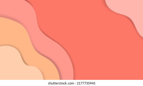 Abstract orange pastel summer background with paper waves for banner, backdrop, poster or web site design.3d rendering, multilayer paper cut vector illustration