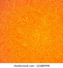 Abstract orange pattern with floral background. Vector illustration for your bright design.