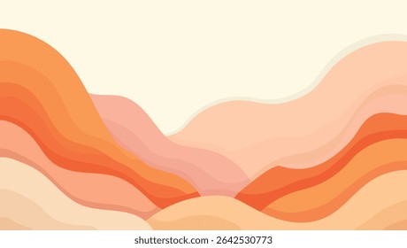 Abstrato laranja e pêssego ondulado camadas projeto de fundo para conceitos artísticos modernos