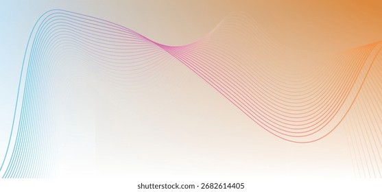 Abstract orange pink blue gradient wave background modern soft colorful design