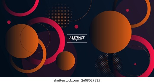 Abstract orange and pink geometric circle pattern 3D background. Dark modern concept design on background. Vector Eps10
