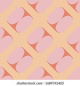 Abstract orange and pink geometric pattern. Vector seamless background.  Ideal textile design. 