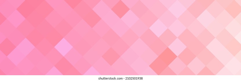 Abstract orange and pink gradient diagonal square mosaic banner background. Vector illustration.