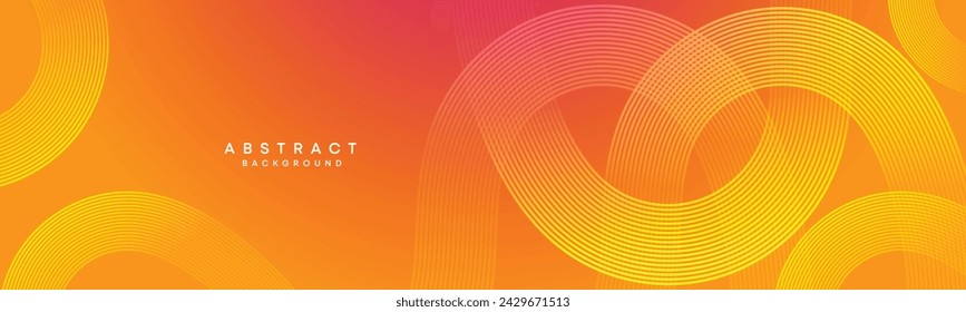 Resumen naranja, degradado rosa ondeando círculos líneas Tecnología fondo de banner web. Degradado amarillo moderno, púrpura con líneas brillantes y forma diagonal geométrica brillante para folleto, cubierta, cabecera