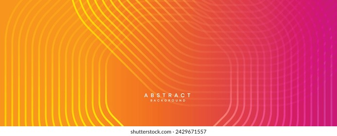 Abstract orange, pink gradient waving circles lines Technology web banner background. Modern yellow, purple gradient with glowing lines and shiny geometric diagonal shape for brochure, cover, header
