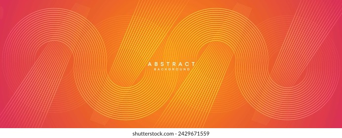 Abstract orange, pink gradient waving circles lines Technology web banner background. Modern yellow, purple gradient with glowing lines and shiny geometric diagonal shape for brochure, cover, header