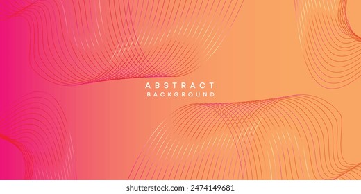 Abstractas naranja, rosa, amarillo digital futura tecnología geométrica de flujo de fondo de línea. Rojo, naranja, púrpura degradado líneas de onda lisa fondo de Anuncio de Web para cubierta, folleto, cabecera, Sitio web