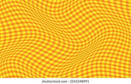 abstract orange plaid wave line pattern on yellow suitable for background.