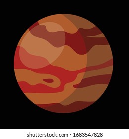 abstract orange planet in black background, vector illustration 