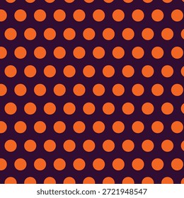 Abstractas lunares naranjas, patrón distorsionado de onda sin costuras sobre fondo púrpura oscuro. Ilustración vectorial.
