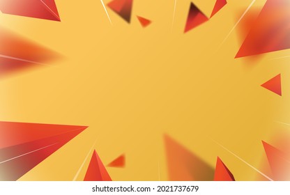 Abstract orange polygon chaotic with White speed line background. Vector illustration
