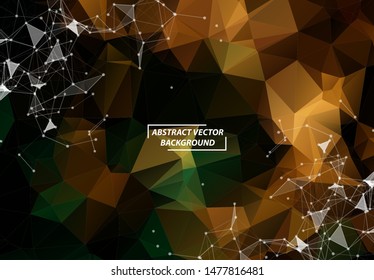 Abstract Orange Polygonal Space Background with Connecting Dots and Lines. Geometric Polygonal background molecule and communication. Concept of science, chemistry, biology, medicine, technology.