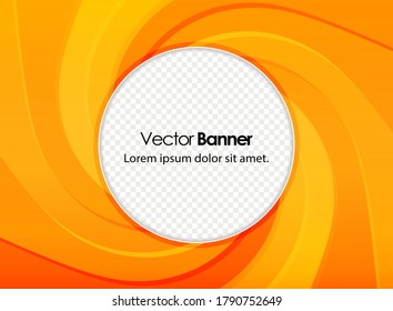 Abstract orange power banner with whirlpool. Stylish business vector presentation of art poster. Place for your text. 