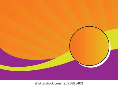 Abstract Orange and Purple Background with Circle and Wave