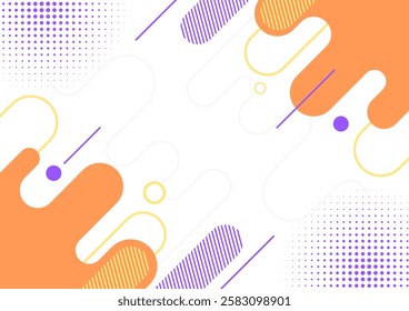 Abstract orange and purple background with geometric shapes. Flat design style.