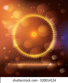 Abstract Orange Purple Neon Background with Circle. Vector Illustration.  Futuristic background.