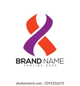 Abstract Orange and Purple Ribbon Logo Design