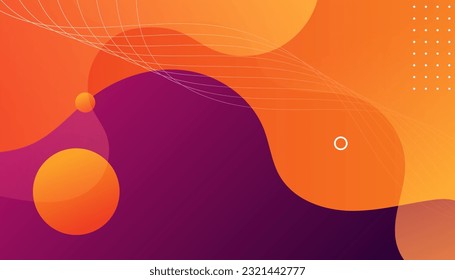 Resumen de fondo naranja y violeta. Composición y elementos de formas dinámicas. Diseño moderno en ilustración vectorial Eps10

