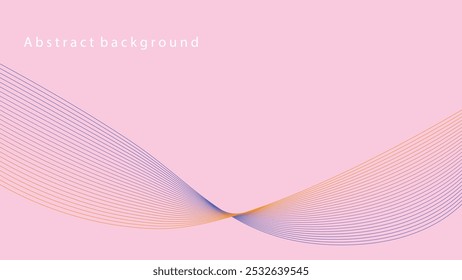 abstract orange and purple wave flowing left side on pink background vector