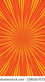 Abstract orange radial beam explosion retro wallpaper