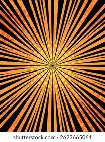 Abstract orange radial rays comic background