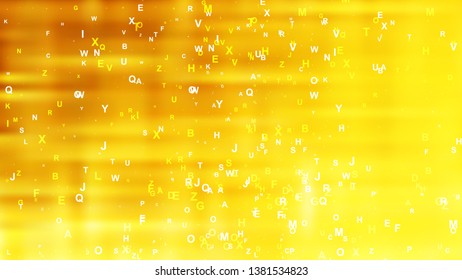 Abstract Orange Random Letters Background