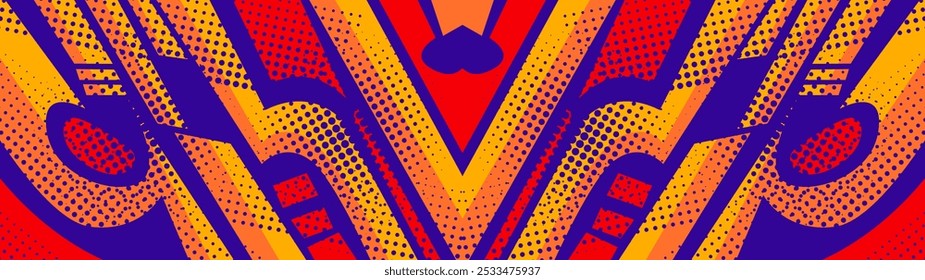 abstract orange, red, blue sport background with texture halftone noise effect for banner, poster racing theme, sports gaming