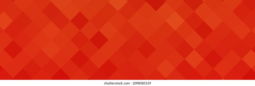 Resumen del fondo del cartel de mosaico cuadrado de diagonal roja naranja. Ilustración vectorial.