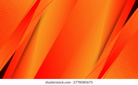 Abstract Orange Red Dynamic Comic Style Background with Diagonal Geometric Shapes