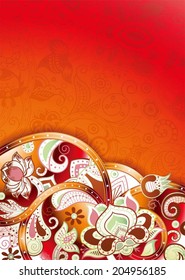 Abstract Orange Red Floral Background