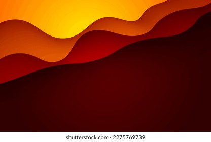 abstrakter orangefarbener Farbverlauf-Wavy-Paperschnitt überschneidet Schichten Hintergrund. eps10 Vektor