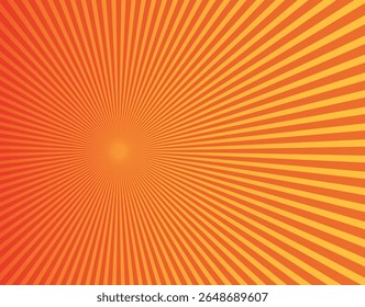 Abstract orange red sunburst background isolated flat design vector illustration on white background.