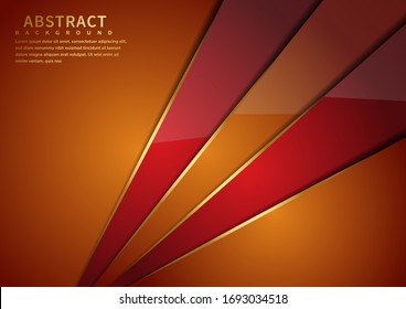 Abstract orange and red triangle diagonal geometric overlapping with lighting on orange background. Luxury style. Vector illustration