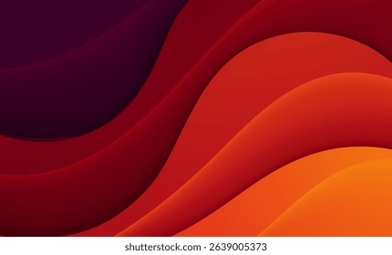 Abstract Orange Red Waves Background in Paper Cut Style – Modern Vibrant Flowing Curve Design Template
