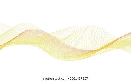 Abstract orange and red waves on a white background. Abstract wave design element. Abstract background with curved beams of light.	