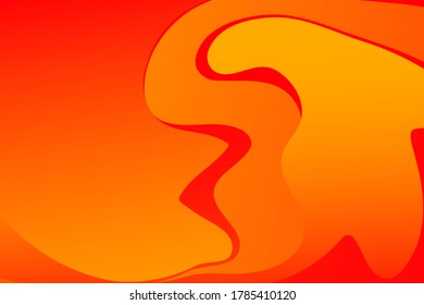 Abstrakter orangefarbener und roter, gewellter Hintergrund mit Kurvenlinien. Lava. Brennen. Feuer. Flammen.