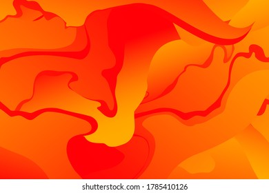Resumen de fondo ondulado naranja y rojo con líneas de curva. lava. Quemar. Fuego. Llama.