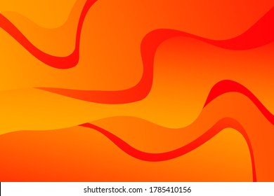 Abstrakter orangefarbener und roter, gewellter Hintergrund mit Kurvenlinien. Lava. Brennen. Feuer. Flammen.