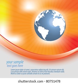 Abstract orange red yellow background with globe