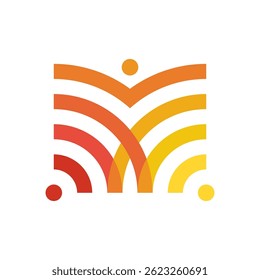 Logo Abstractas de curvas de líneas rojas amarillas anaranjadas - Diseño dinámico y moderno