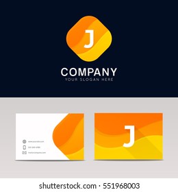 Abstract orange rhombus shape J icon letter logo element vector design