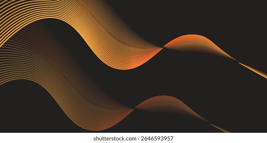 Abstract Orange Ribbon with Blend on Black Background
