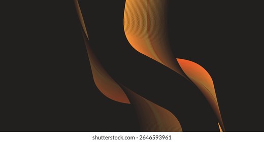 Abstract Orange Ribbon with Blend on Black Background