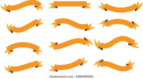 abstract orange ribbon set. vector illustration.