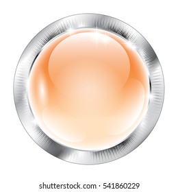Abstract orange round background in a silver frame, with space for your text. Vector illustration, on transparent background.