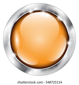 Abstract orange round background in a silver frame, with space for your text. Vector illustration.