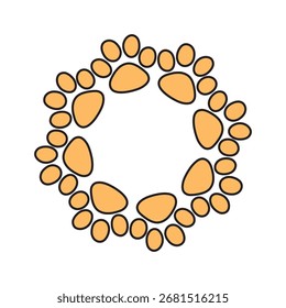 Abstrakte orangefarbene runde Kreisform Kunstrahmen einzelne flache Stil Design Vektorgrafik auf weißem Hintergrund.