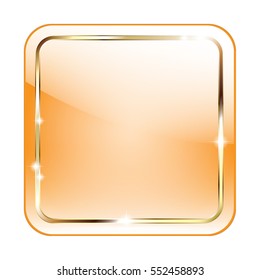 Abstract orange rounded square background with a gold frame, with space for your text. Vector illustration.