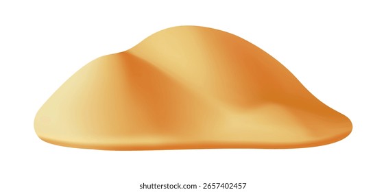 Abstract orange sand dune shape with smooth curves and gradients, minimalistic artistic style on a white background. Concept of nature and desert. Vector illustration